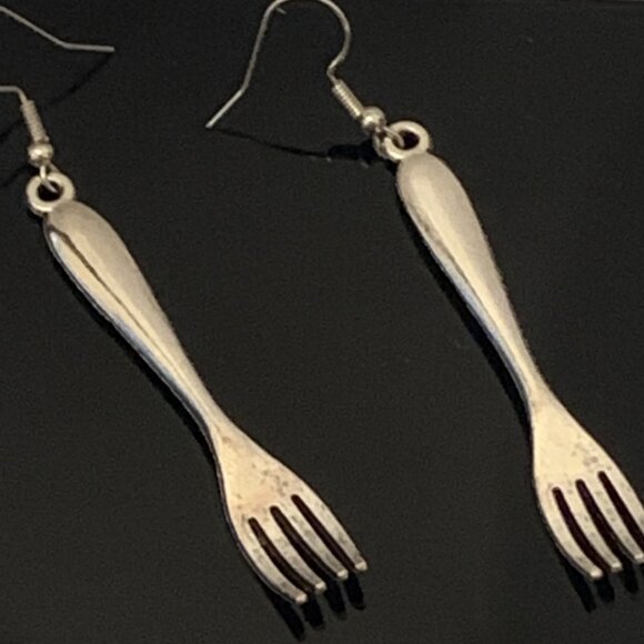 Fork Earring, Utensil Earring, Cooking Earring, Chef Earring, Funny Food Earring - Picture 3 of 4